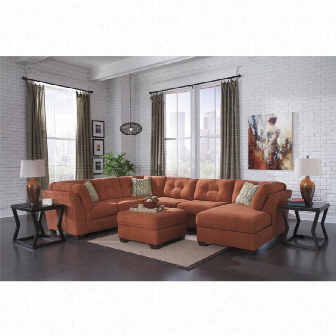 Ashley Delta City 4 Piece Right Sectionaal In Rust