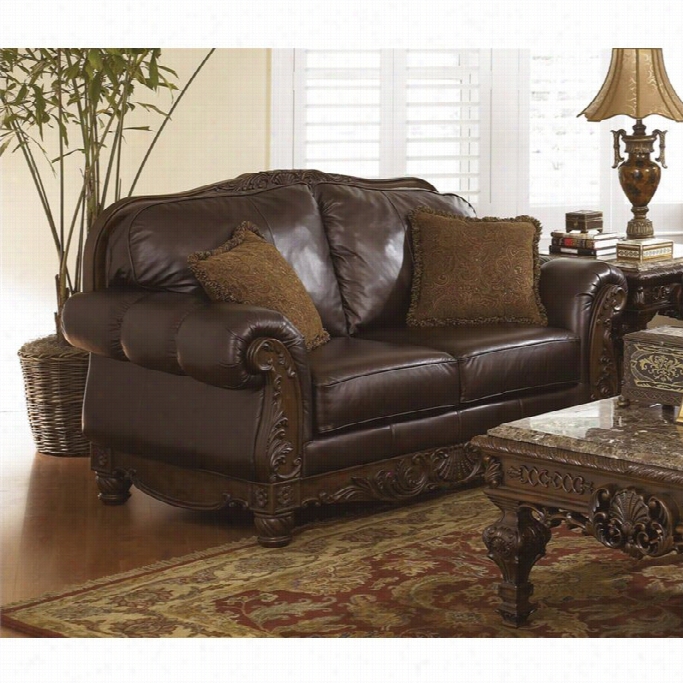 Ashley Furniture Nortth Shore Leather Loveseat In Dark Brown