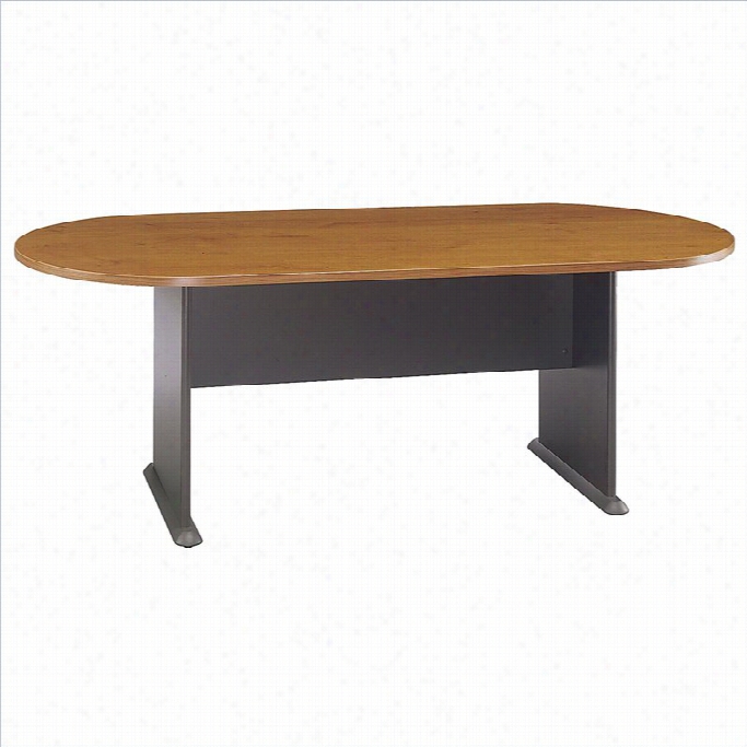 Bush Bbf Racetracc K6.9 Conference Table With Skab Sb E In Natural Cherry And Graphite Gray