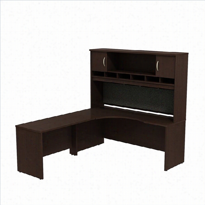 Bush Bbf Series C 72w X 24d Lh Orner Desk With Hutch In Moch Cherry