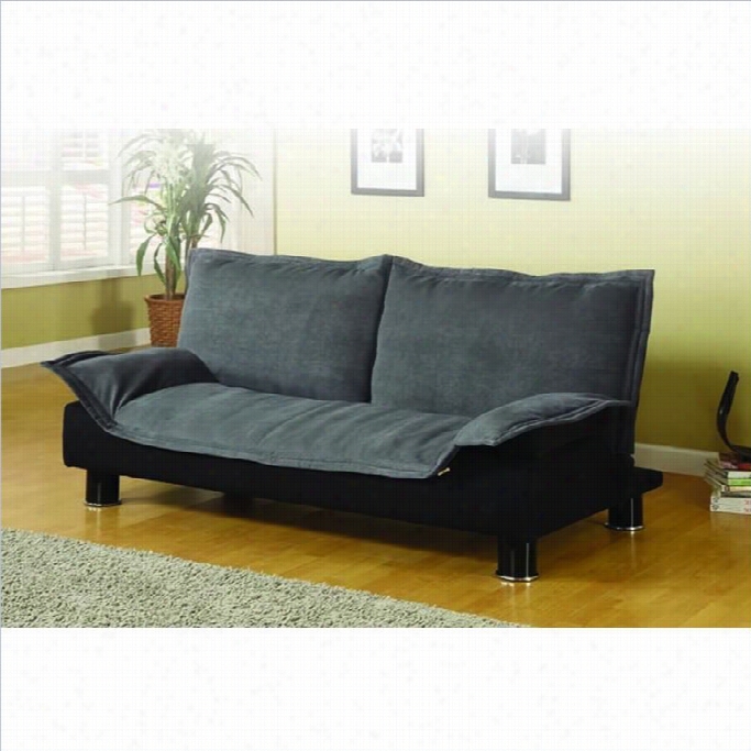 Coaster Convertible Microfiber Sofa Beed In Gray And Black