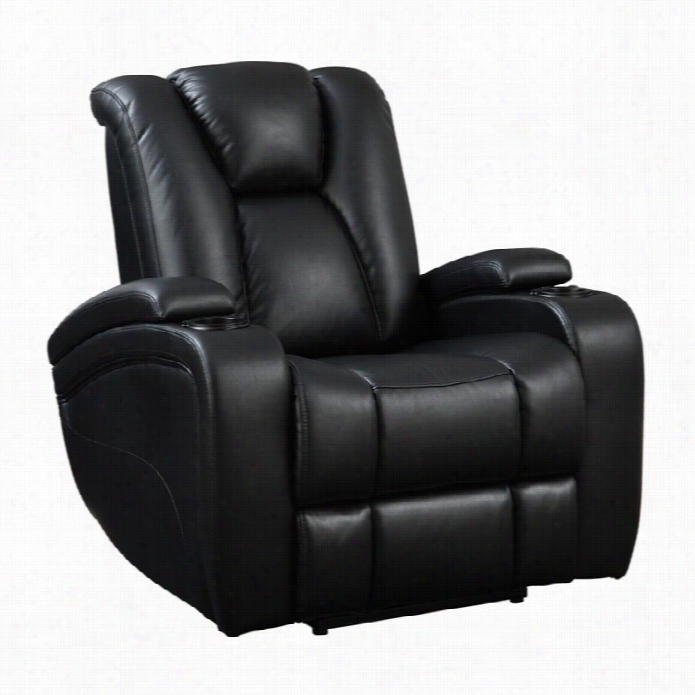 Coaster Delange Aux Leather Power Recli Nner In Black