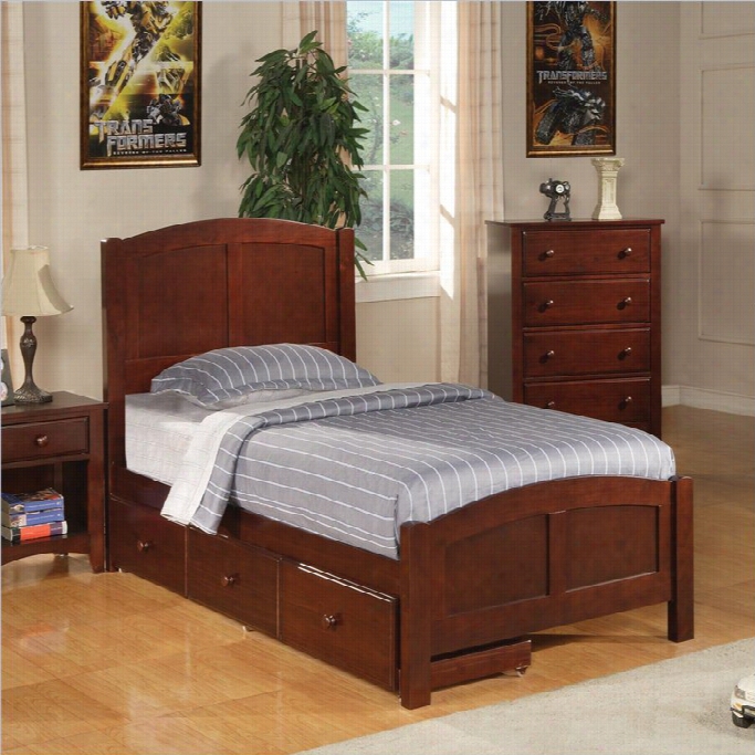 Coaster Parker Twin Panel Bed With Underbed Storage In Capppuccino