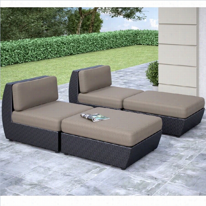 Coriving Seatle Curved 4 Pc Lounger Pat Io Set