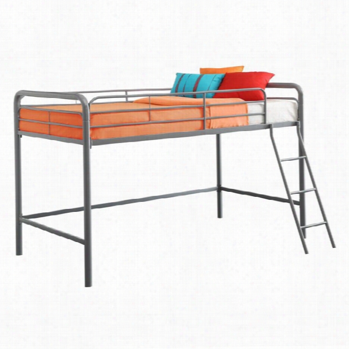 Dhp Metal Junior Metal Twin Loft Bed In Silver