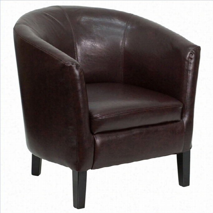 Flash Furniture Brown Leather Barrel Shaped Visitor Chair