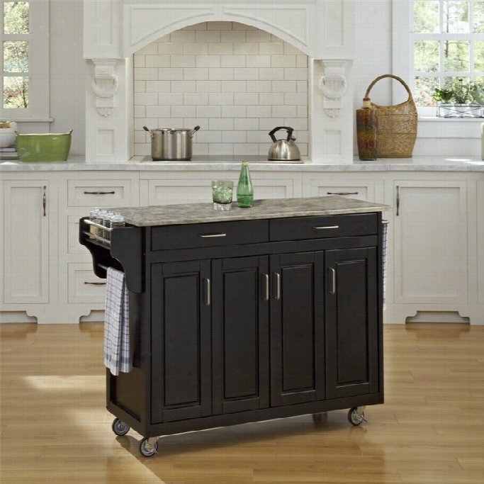 Home Styles Create-a-cart Concreete Top  Kitchen Cart In Black