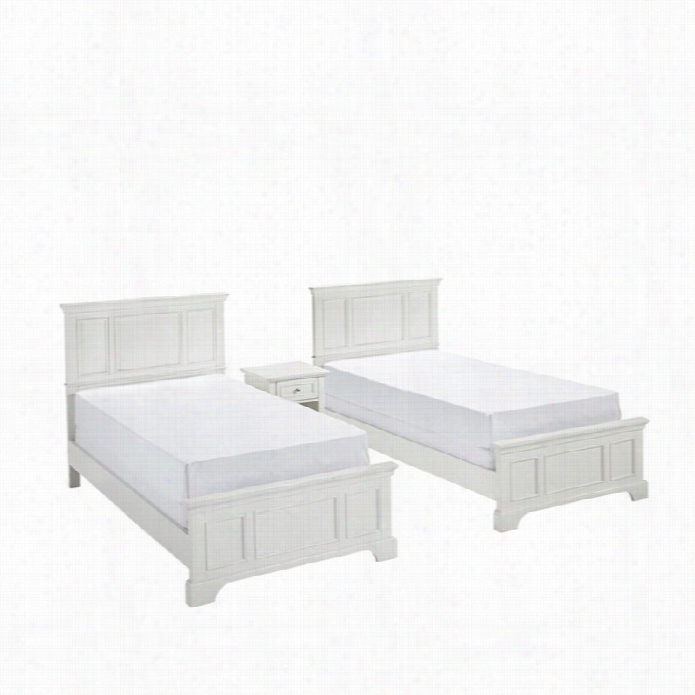 Home Styles Naples Two Twin Beds 3 Piece Bedroom Set In White