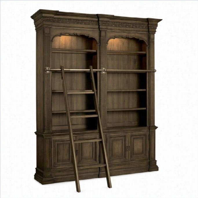 Hooker Furniture Rhapsody Double Bookcase With Ladder And Rail