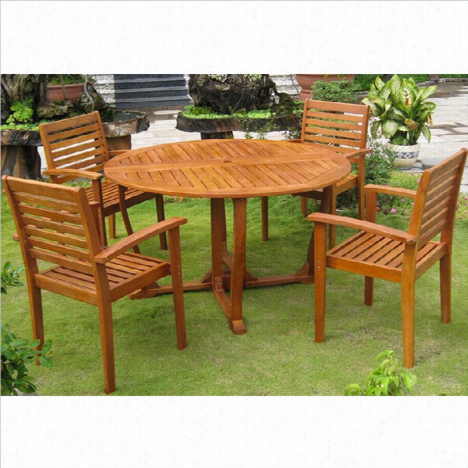 International Caravan Santiago 5 Piece Wood Patio Ddining Set