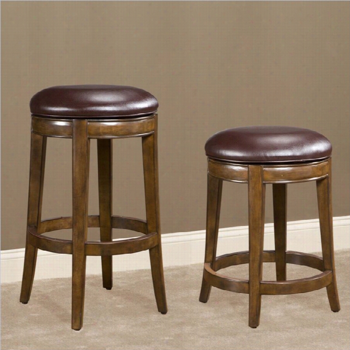 Largo Furnitude Trevor Swivel Stool In Mahogany And Brown Leather-24
