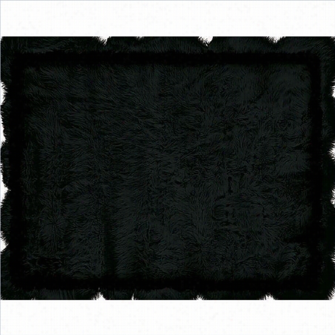 Linon Rugsf Aux Sheepskin Rectangular Area Rug In Blac-k1'8 X 2'6