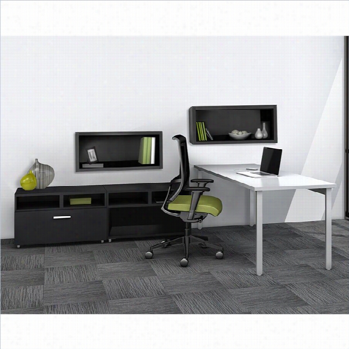 Mayline E5 Quickship Typical 15 Office Set In White And Raven