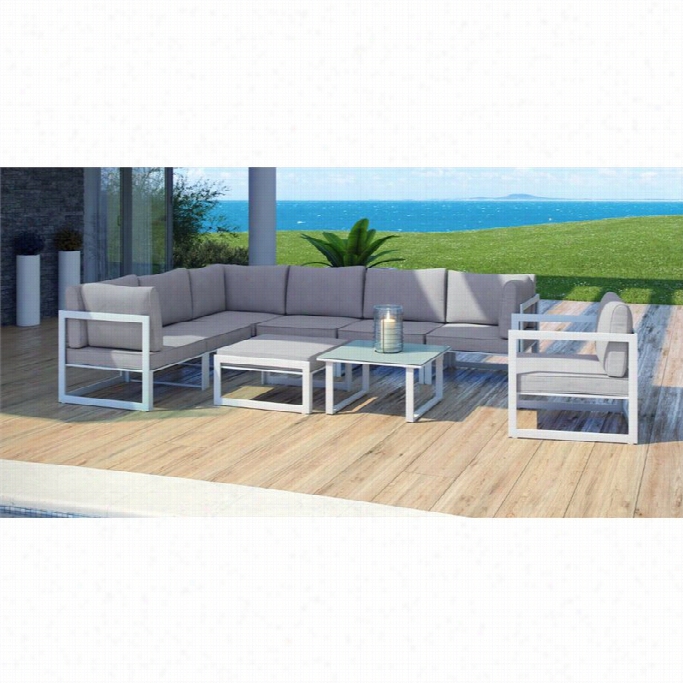 Modway Fortuna 9  Piece Outdoor Sofa Se Tin-plate White And Gray