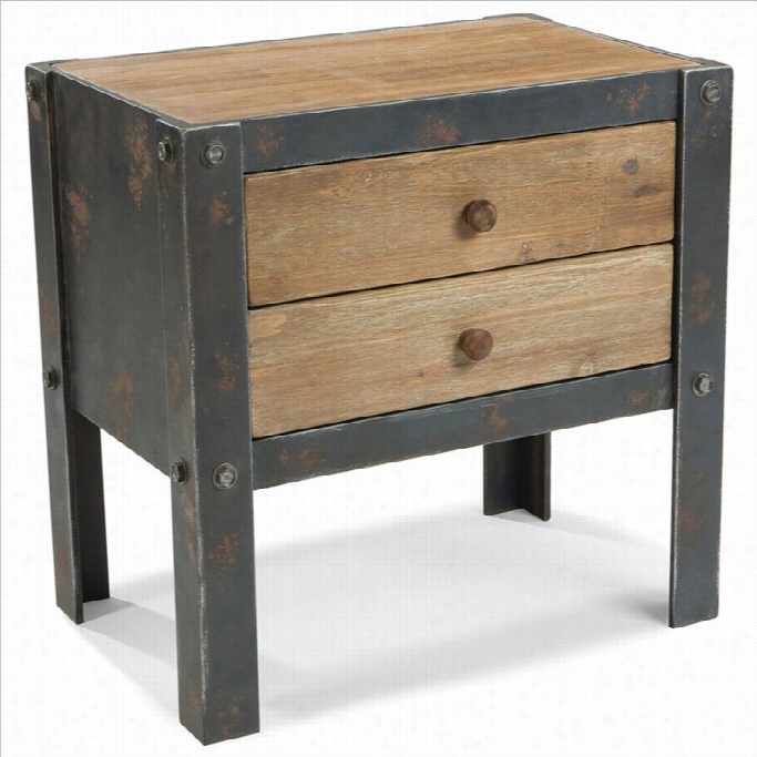 Moe's Bolt Side Table With 2 Drawers Iin Natural