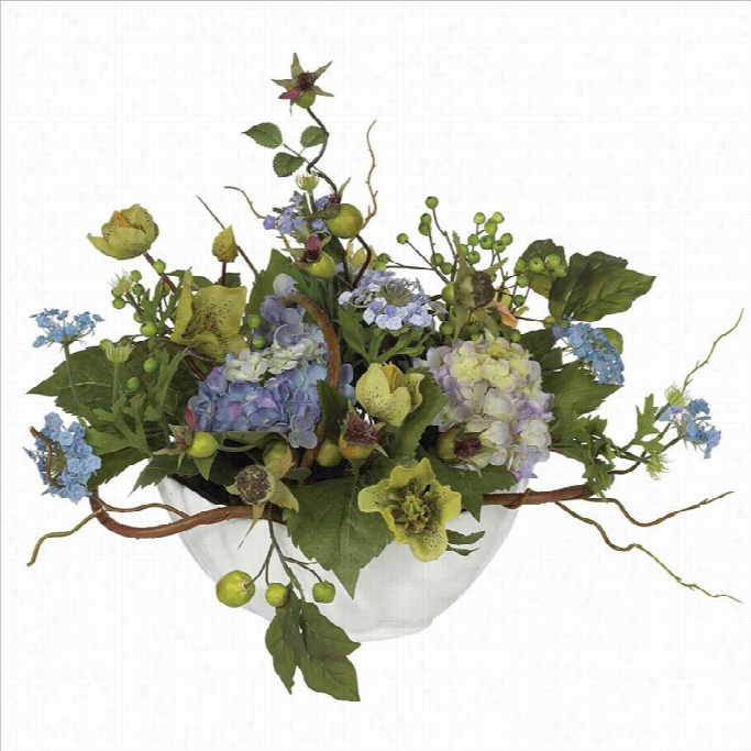 Nearly Natural Hydrangea Centerpiece In Blue