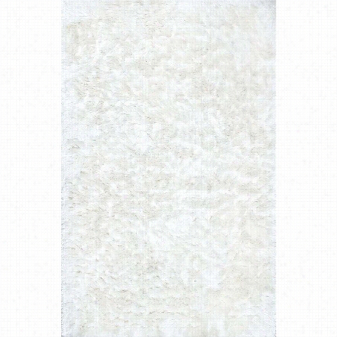 Nuloom 7' 6 X 9' 6 Handiwork Wpven Latonia Silken Shaggy Track Of A Wheel In White