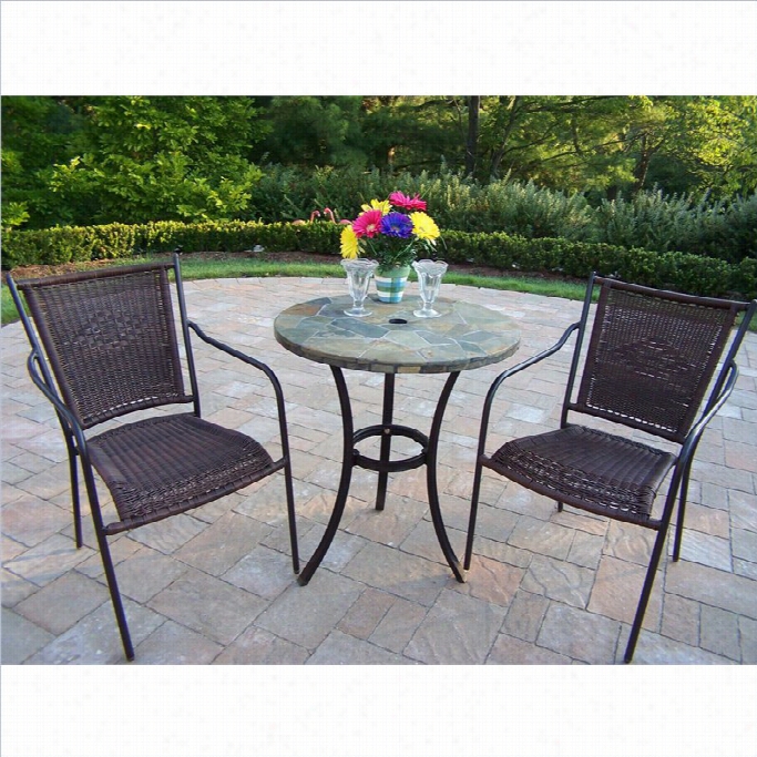 Oakland Living Stone Art Wicker 3  Piece Bistro Set In Coffee