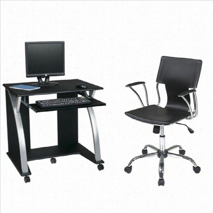 Office Star Saurn Computer Desk Black Pvc Veneer And Dorado Vinyl Office Chair