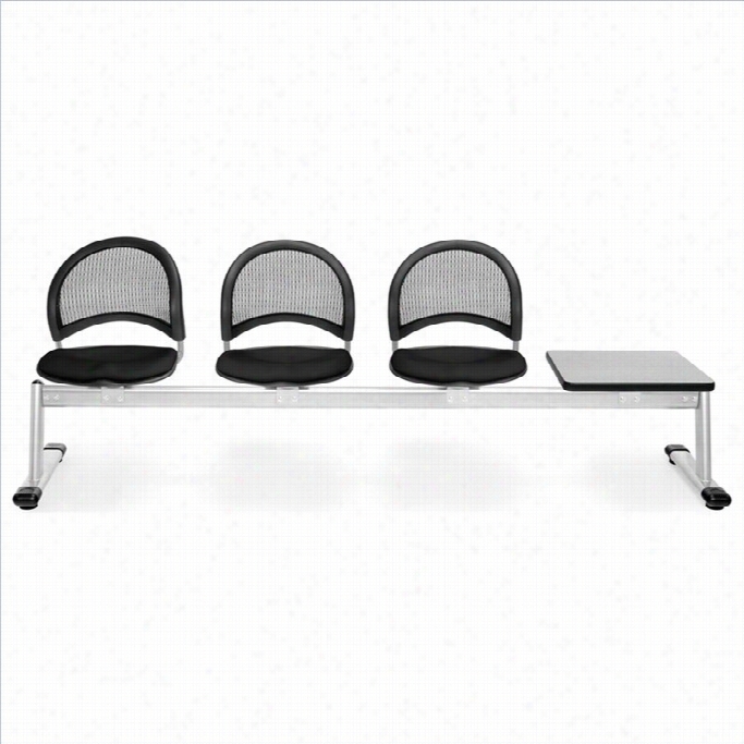 Ofm Month Beam Seatin With 3 Seats And Tale In Black And Gray