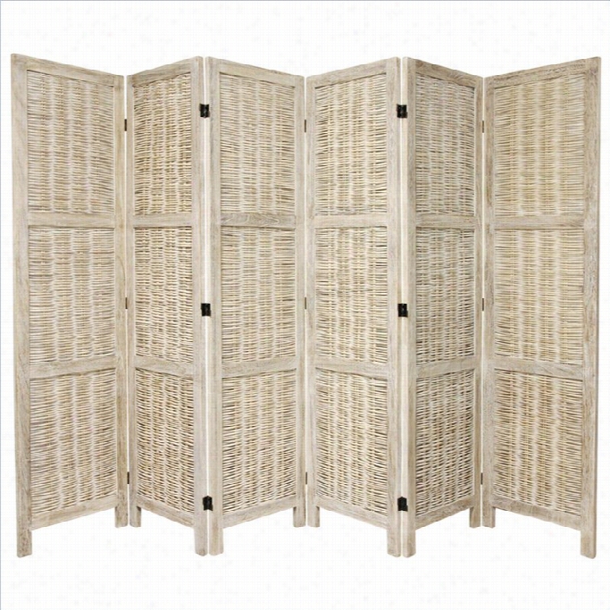 Oriental Bamboo Matchstick 6 Panel Roomd Ivider In White