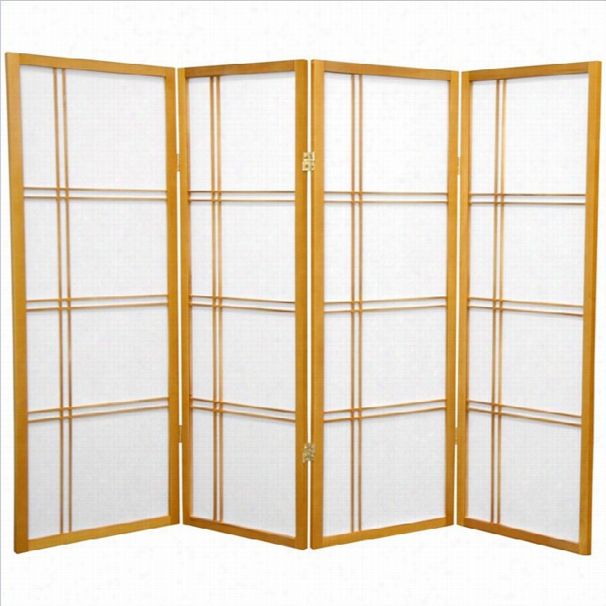 Oriental Furniture 4' Tall Shoji Scree With 4 Panel In Honey