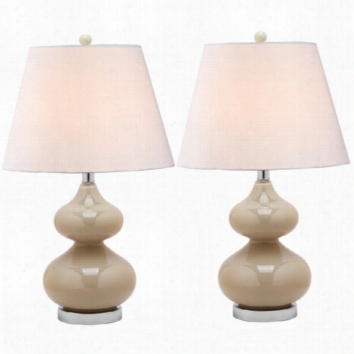 Safavieh Eva Double Gourd Glass Lamp (setof  2) In Taupe