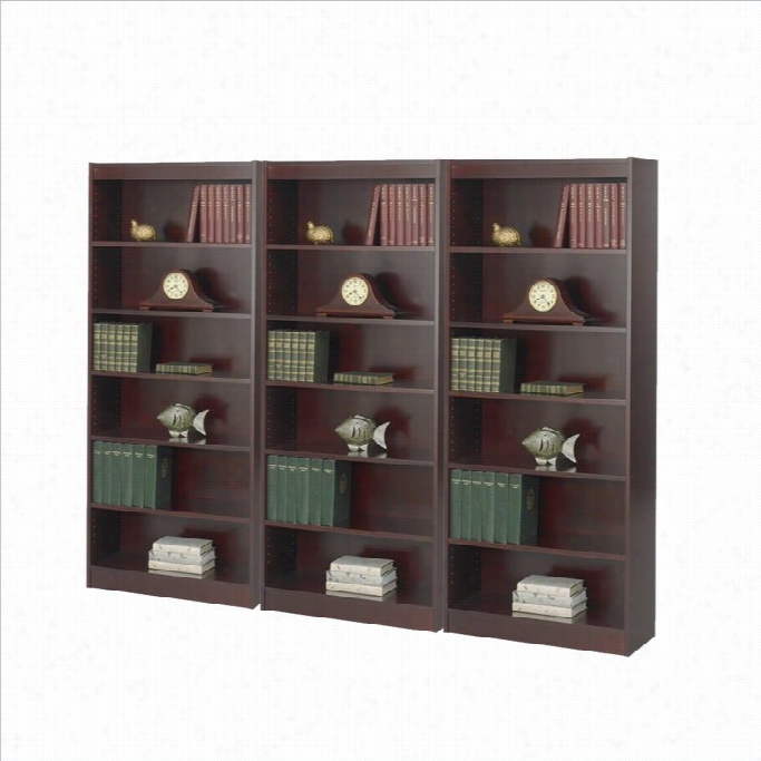 Safco Wotkspace Six Sheelf 30w Babyy Wall Bookcase In Mahoogany