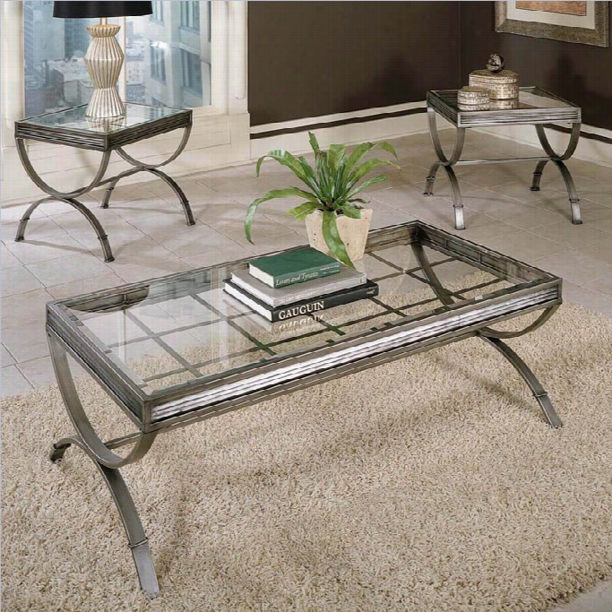 Steve Siler Company Emerson 3 Piece Coffee And End Table Set In Silver