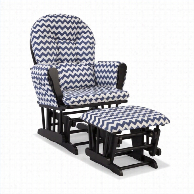Stork Craft Hoop Custom Glider And Ottoman In Blakc And Navy