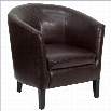 Flash Furniture Brown Leather Barrel Shaped Guest Chair