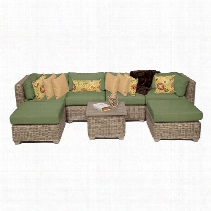 Tkc Czpe Cod 7 Piece Outdoor Wicked Sofa Set In Cilantro