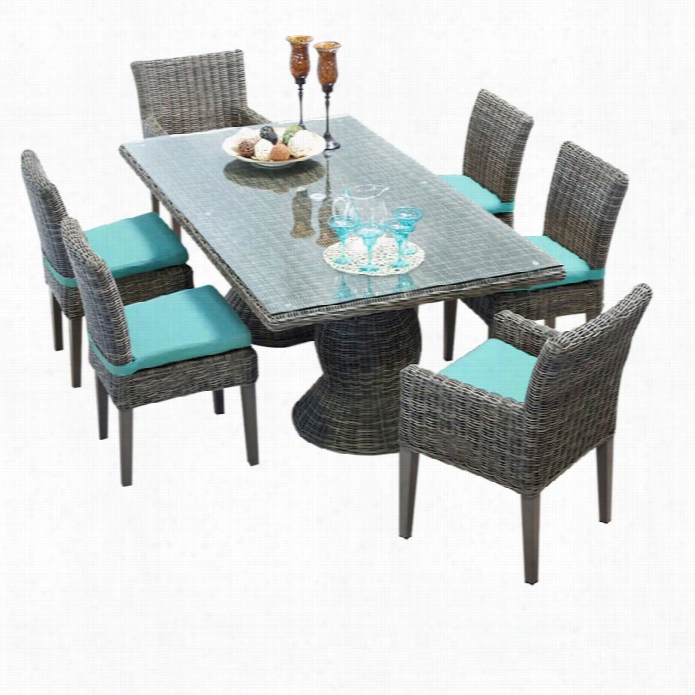 Tkc Cape Cod 7 Piece Wicker Patio Dining Set In Arub A