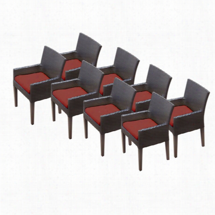 Tkc Napa Wicker Patio Arm Dining Chairs In Terracotta (set Of  8)