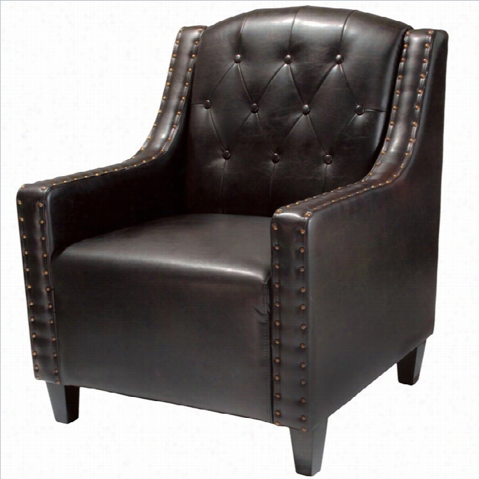 Trent Home Perez Tufted Leaather Club Chair In Dark Espresso