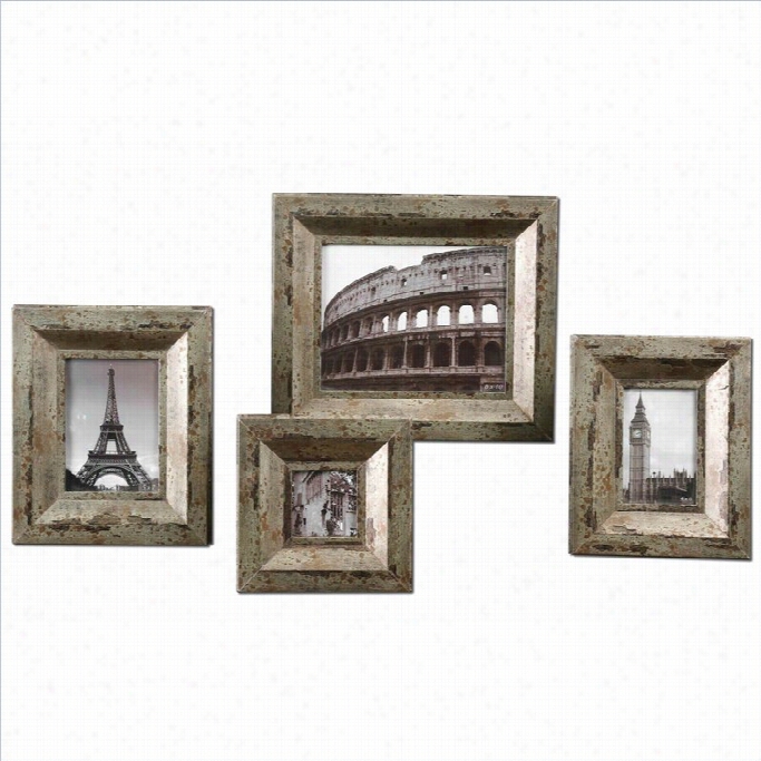 Greatest Camber Rustic Photo Frames Inchampagne Silveer (set Of 4)