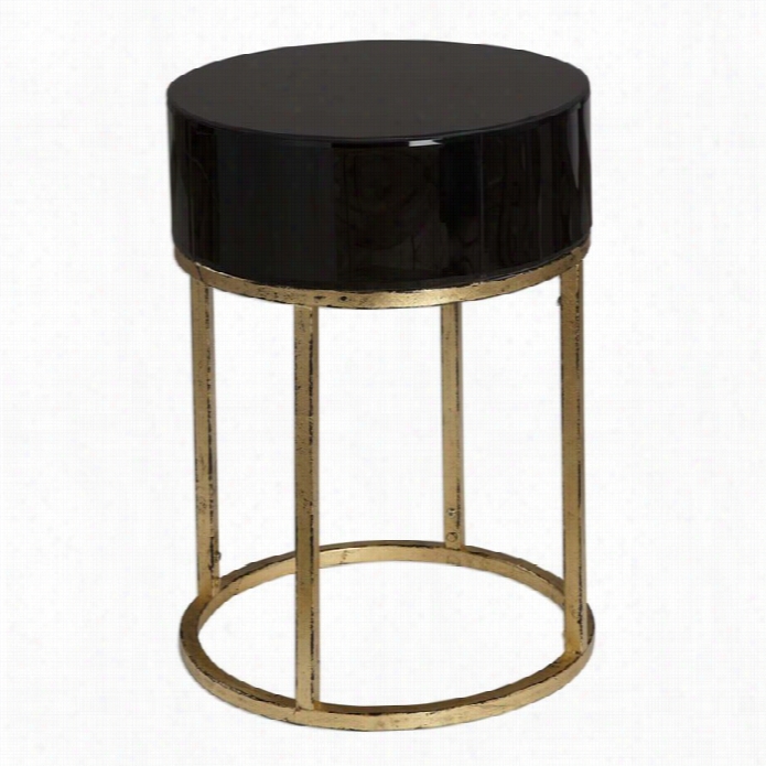 Uttermost Myles Curved Black Accent Table