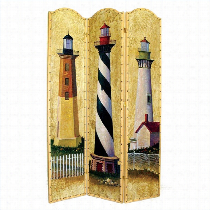 Wayborn Hand Painted Light House Room Divider