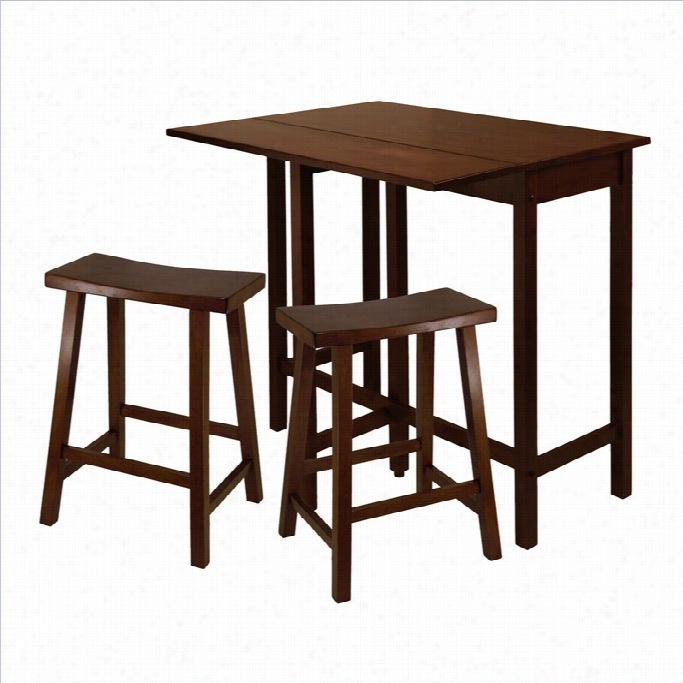 Winsome Lynnwood 3 Piece Kitching Dining Set In Antique Walnut