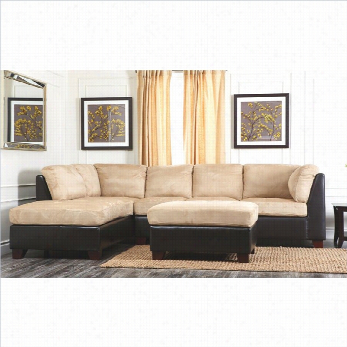 Abbyson Livingg Channa Micro-suede Sectional Sofa In Sandstone