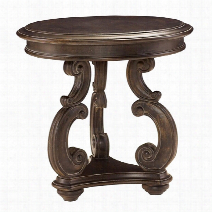 American Drew Manc Hester Invite Round Wood Accent End Table In Brown