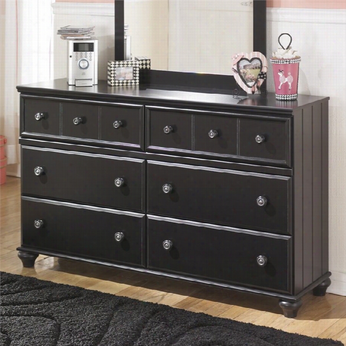 Ashle Jaidyn 6 Drawerwood Double Dresser In Black