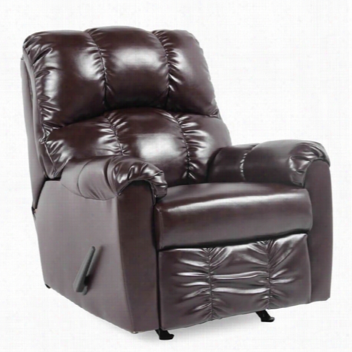 Ashley Rutletdge Faux Leather Rocker Recliner In Mah Ogany