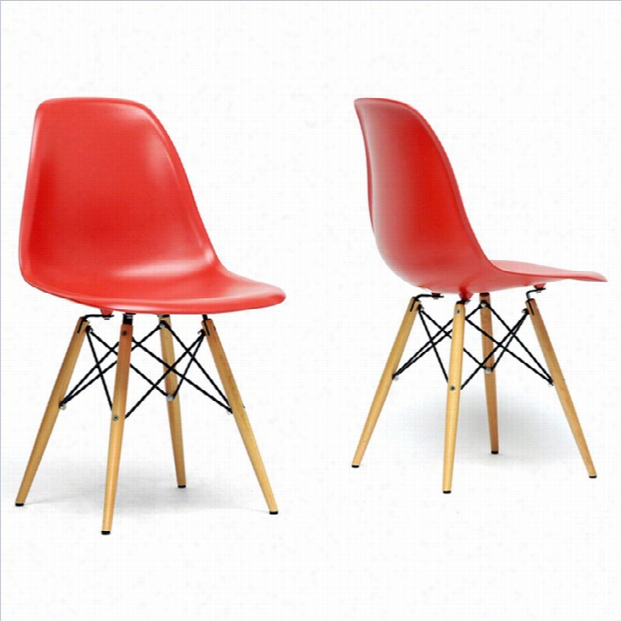 Baxto Nstudio Azzo Shell Dining Chair In Red (set Of 2)