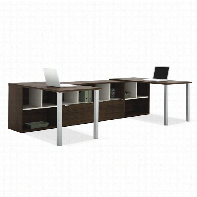 Bestar Contempo Two L-shaped Desks Set In Tuxedo