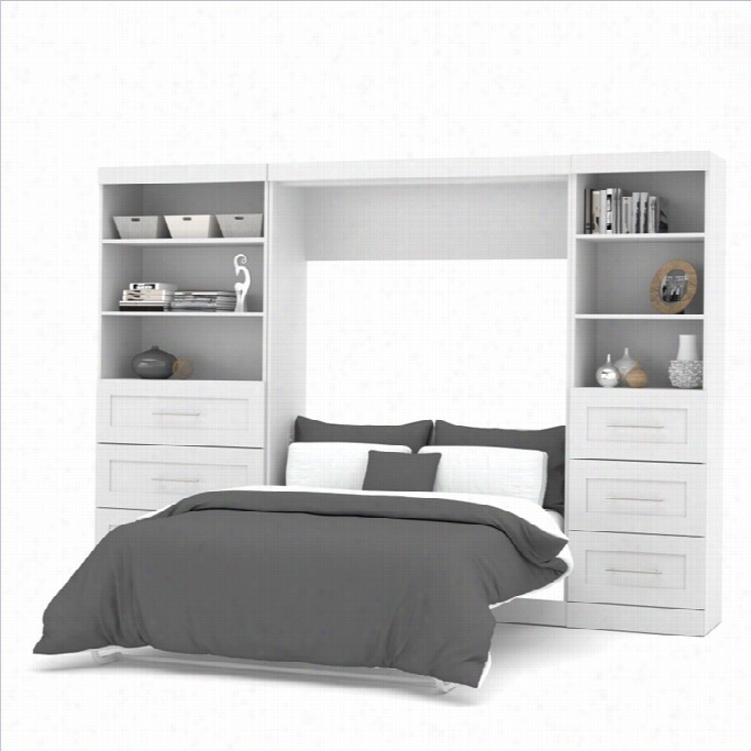 Bestar Pur 120 Full Wall Bed With 2 Piece 6-drawer Storage Unit In White