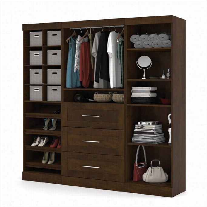 Bestar Pur 86 3 Piece 3-drawer Storage Unit Cubby In Chocolate