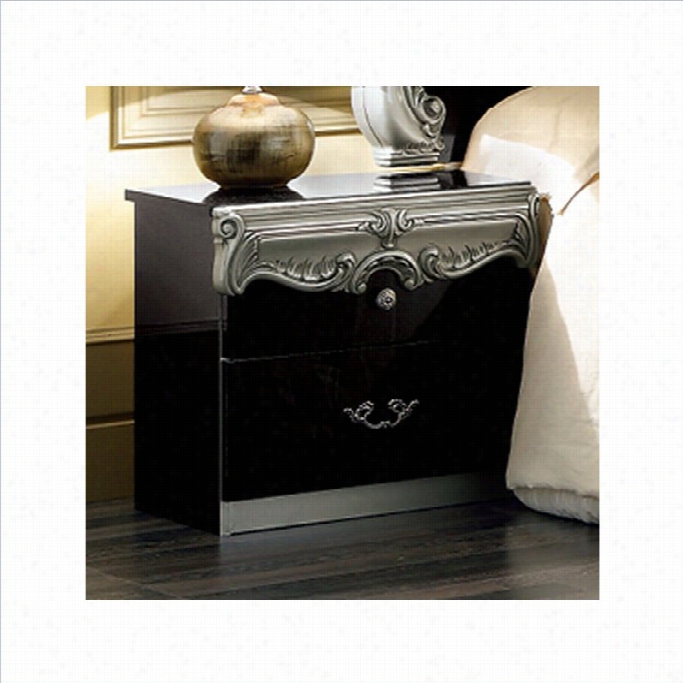Camelgroup Barocco Nightstand In Black W/silver
