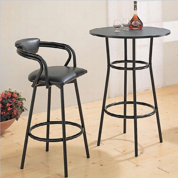 Coaster Dixie Round Metal  Pub Table In Black