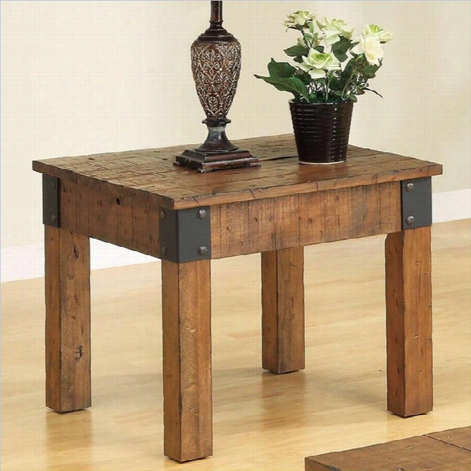 Coaster End  Table In Rustic Oak